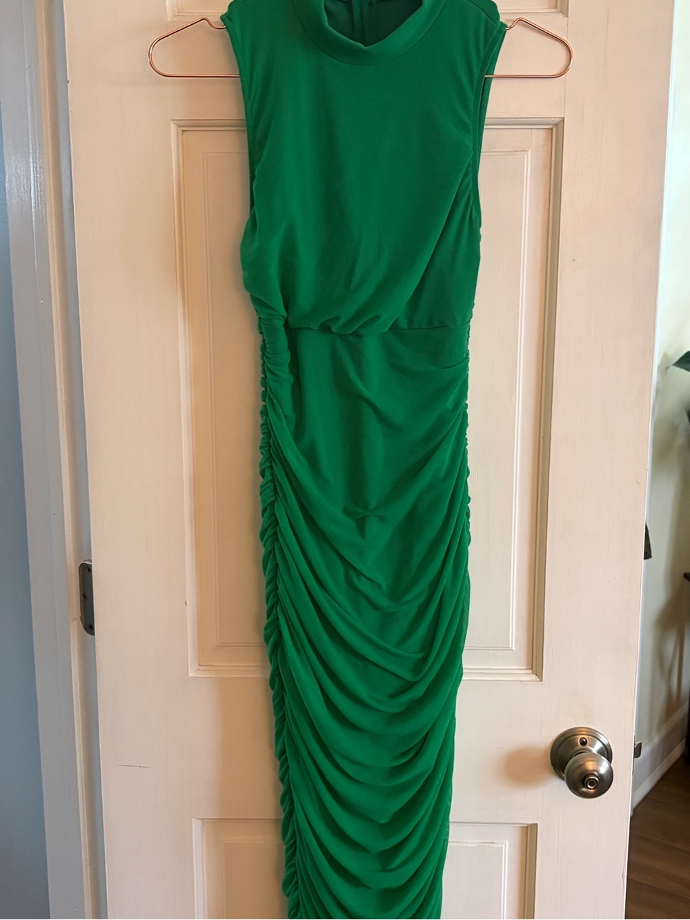 Amazon Sleeveless Ruched Midi Dress in Green